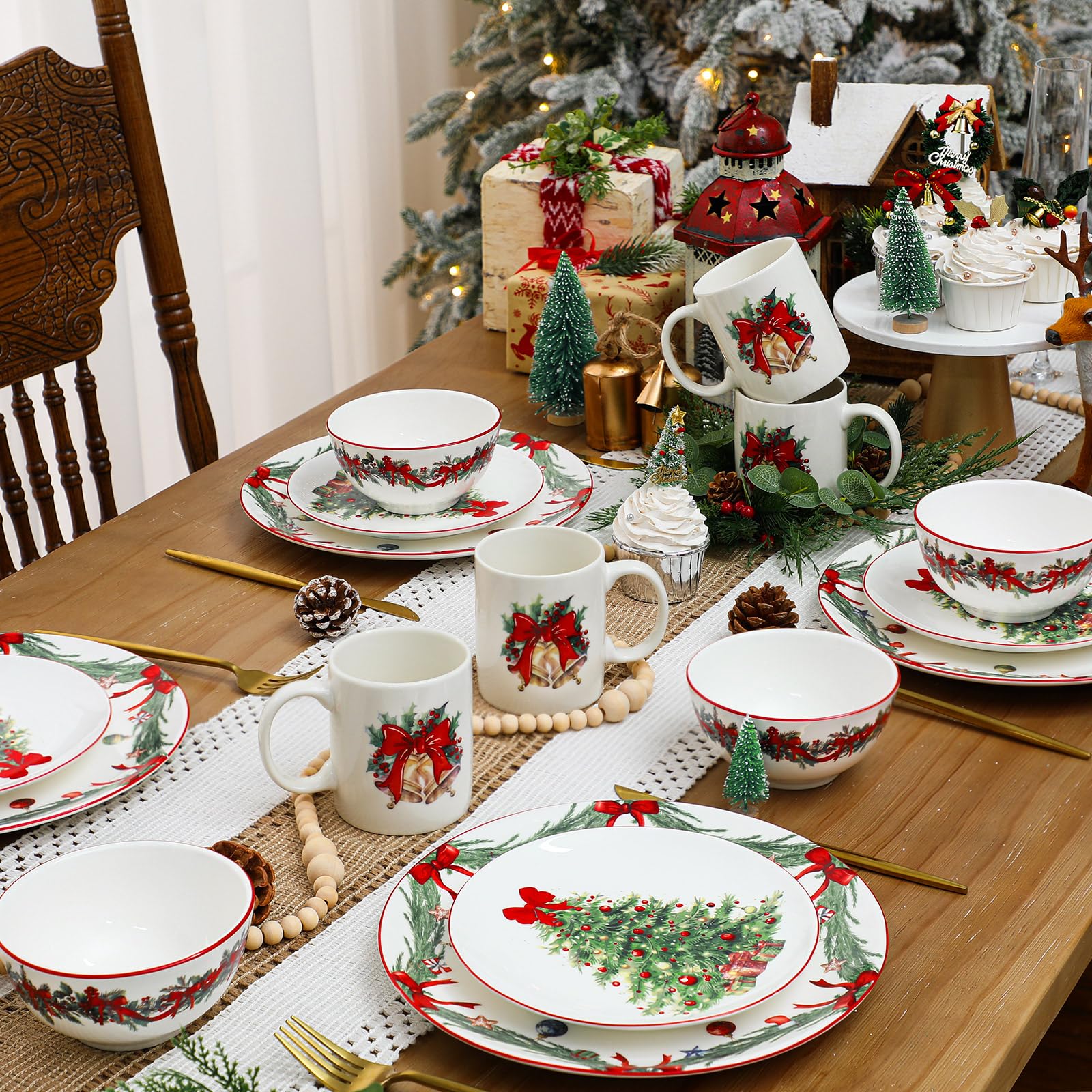 Juego Platos Navidad Spode Vajilla Navidad 16 Piezas - Diseño Árbol Navidad,  Porcelana, Microondas Y Lavavajillas Vajilla Navidad Spode, image size:1600x1600