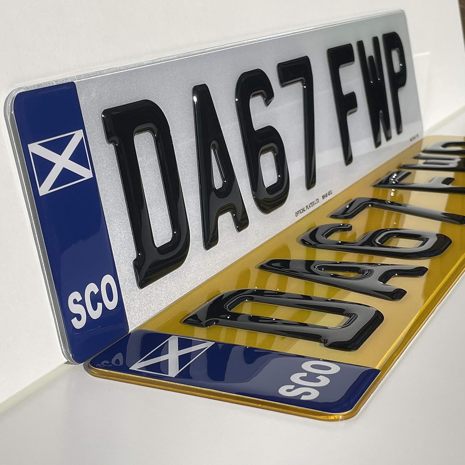 Scotland 3D Gel Number Plates Front and Rear for Car / Van Registration