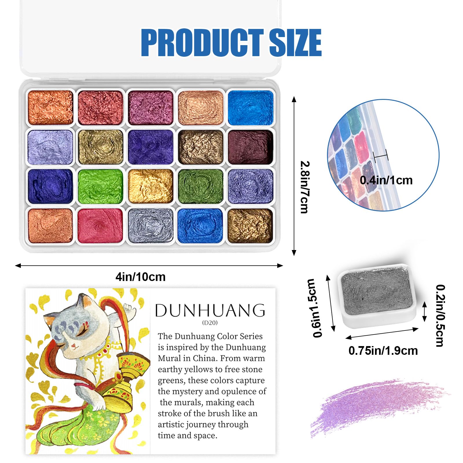 Shifting Watercolor Paint Set - 20 Colors, Metallic & Glitter -2