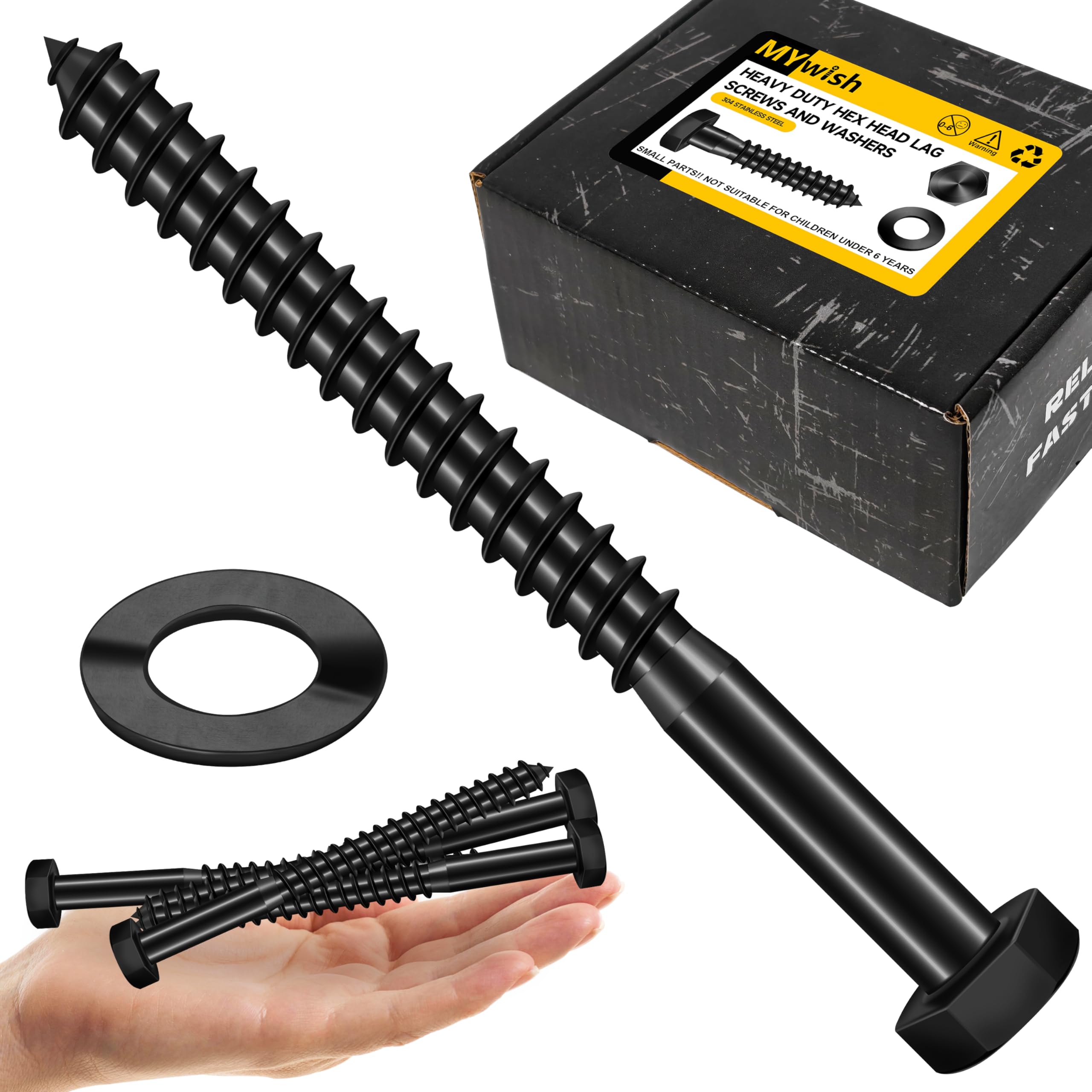 Stainless Steel Lag Screws - 25 Sets 1/2" x 3" -17