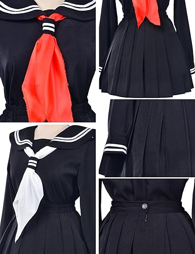 Vista 6 de Clásico uniforme japonés de Escuela, estilo marinero de niñas, conjunto de disfraz de anime cosplay con calcetas
