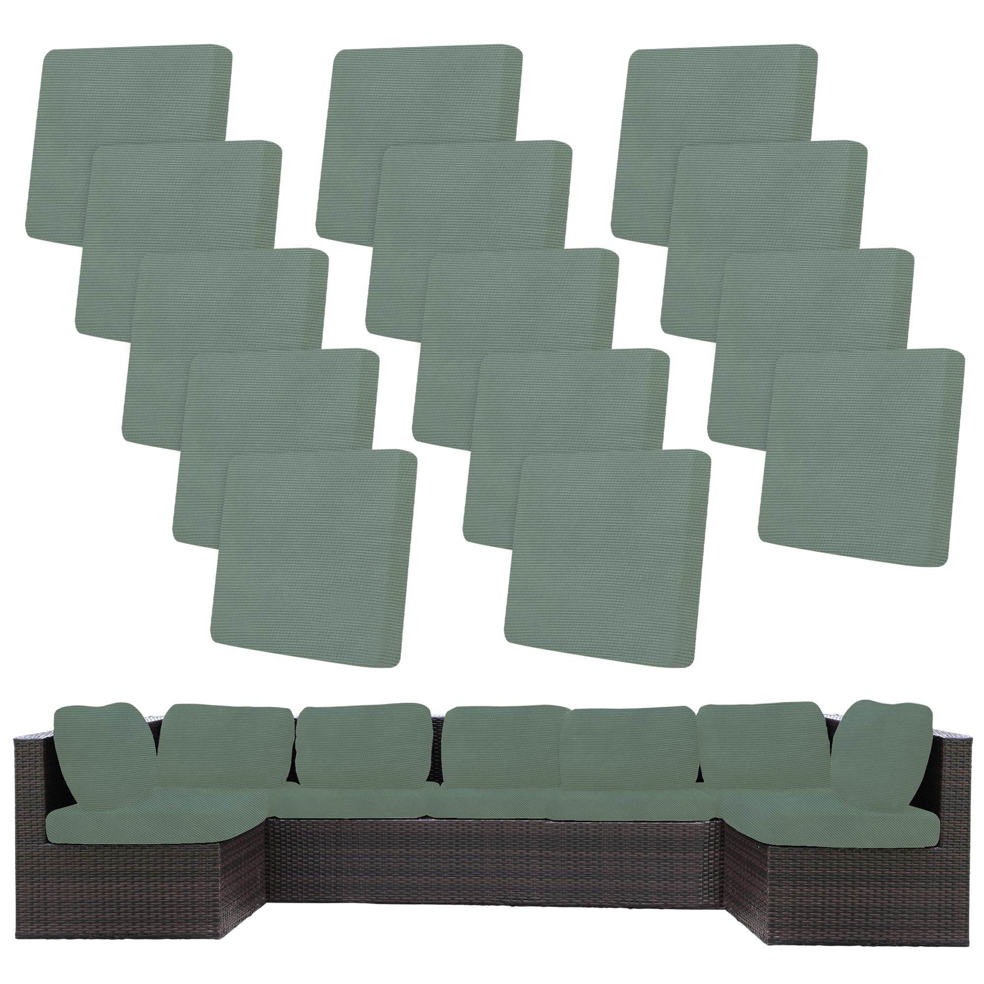 14 Pcs Outdoor Cushion Covers, Patio Sofa Cushion Covers Replacement