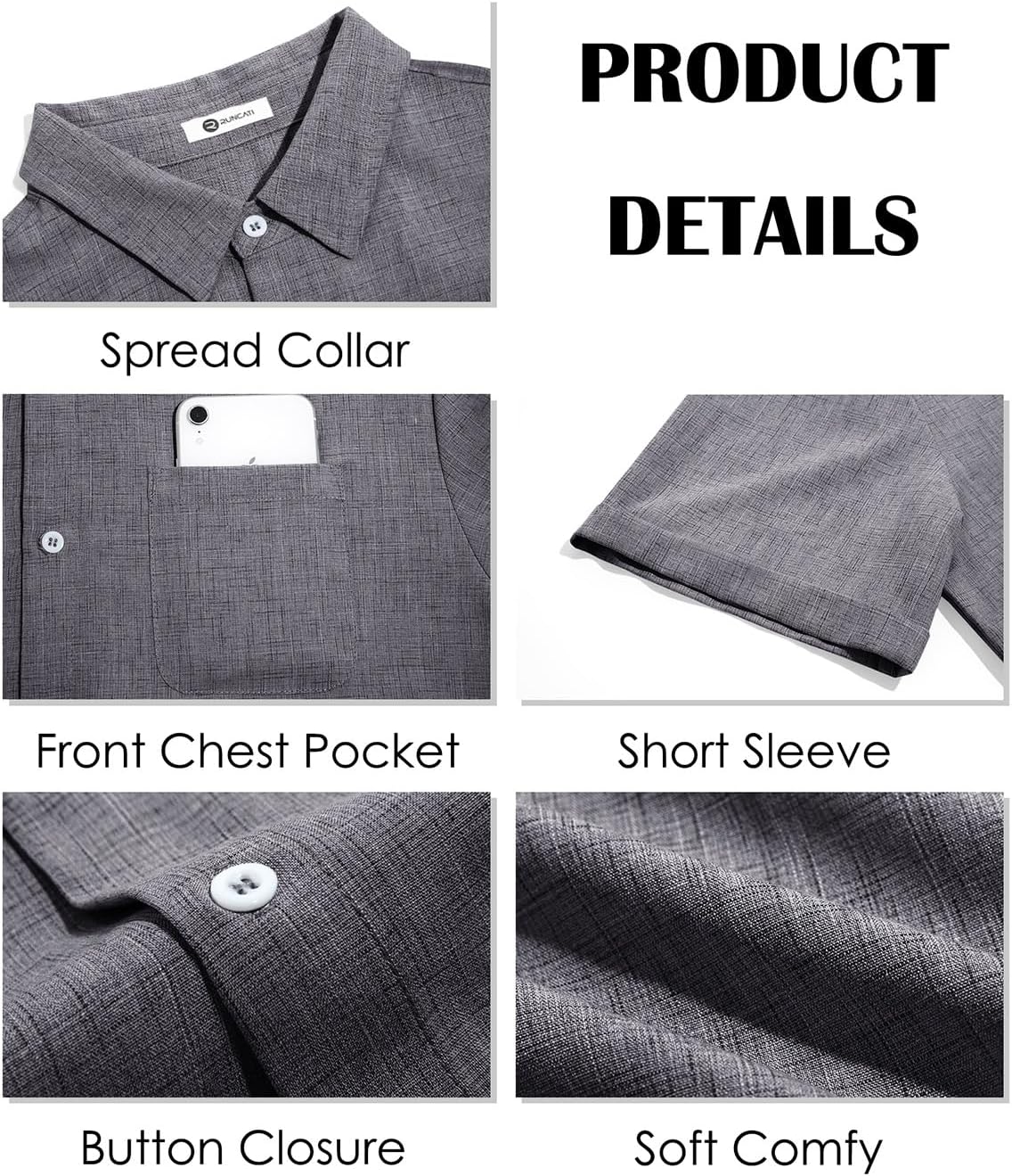 Runcati Mens Button Down Shirt Short Sleeve Casual Summer Beach Wedding Tops - Image 5