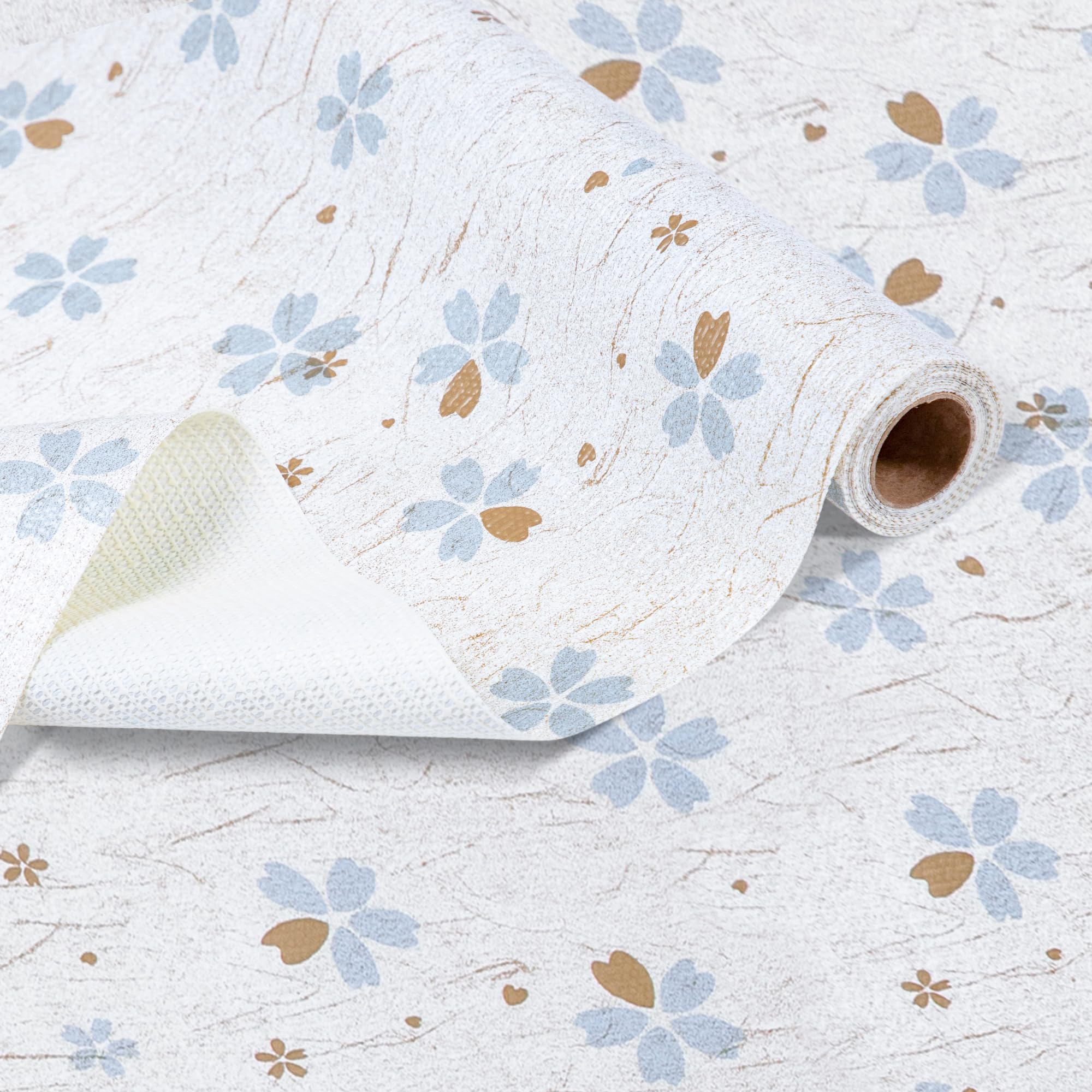 RAY STAR 18 Inch x 48 Inch Shelf Liner, Non Adhesive Floral White Cabinet Liner for Pantry Drawer Vanity, Strong Grip Non Slip Waterproof, Pretty