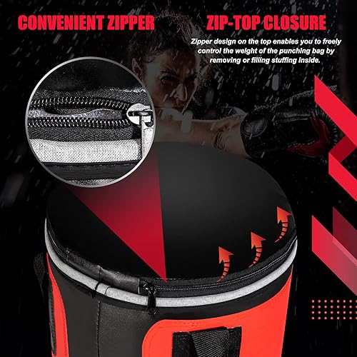 Miniatura 6 de Goplus Saco de boxeo para adultos, juego de bolsa de boxeo colgante pesada de 56 libras con guantes de boxeo de 12 onzas y envolturas de mano, bolsa