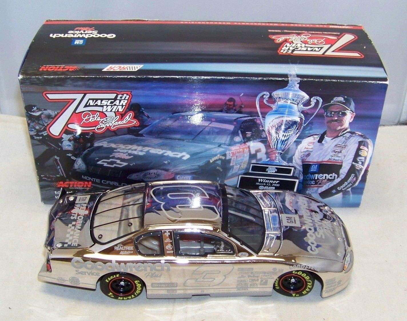 Action Dale Earnhardt #3 GM 75th Win March 2000 Monte Carlo Platinum 1:24 Scale