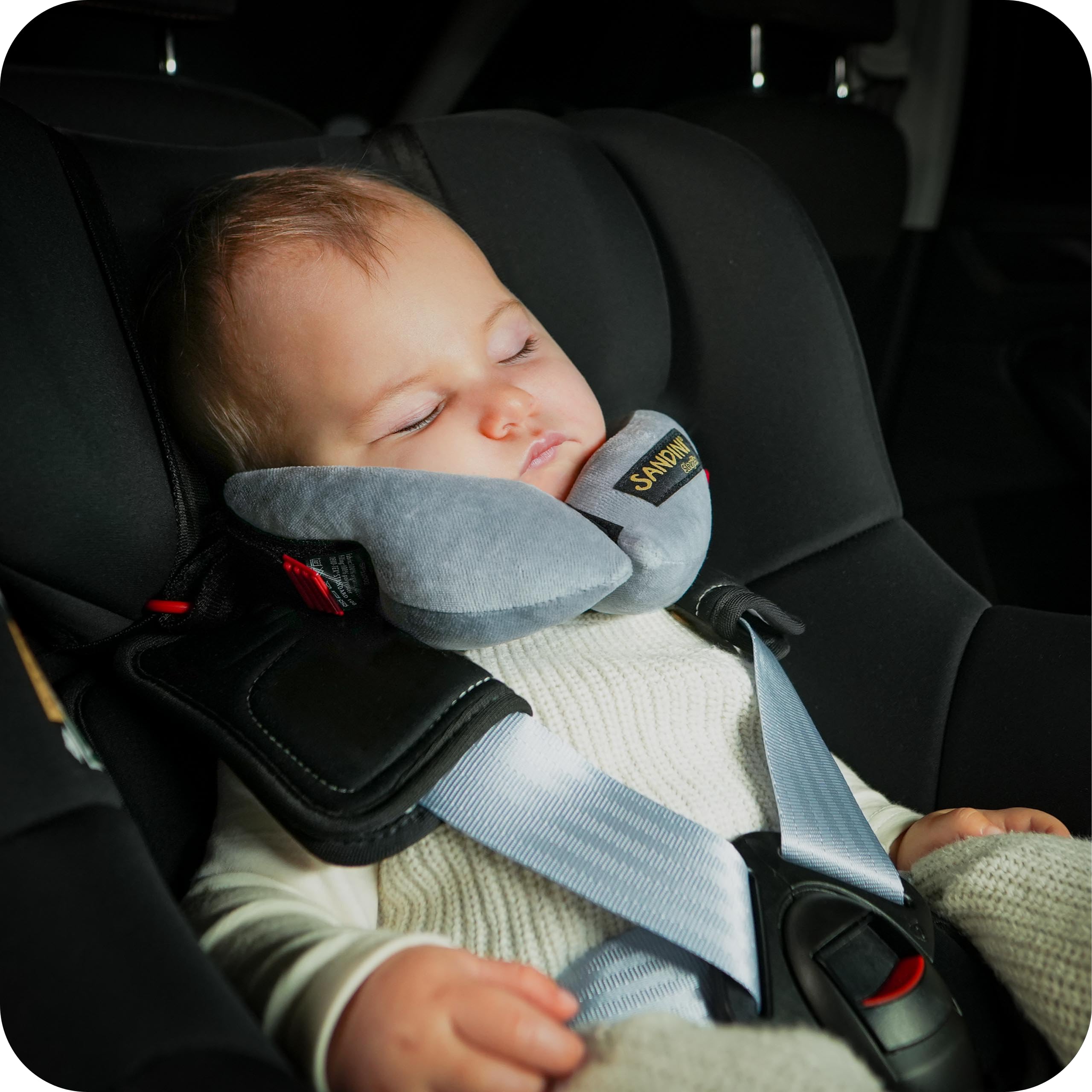 SANDINI SleepFix® Baby – Cuscino cervicale per bambino con funzione di sostegno – Accessorio per seggiolino per bambino – Poggiatesta / Riduttore del sedile / Previene il ciondolamento della testa durante il sonno