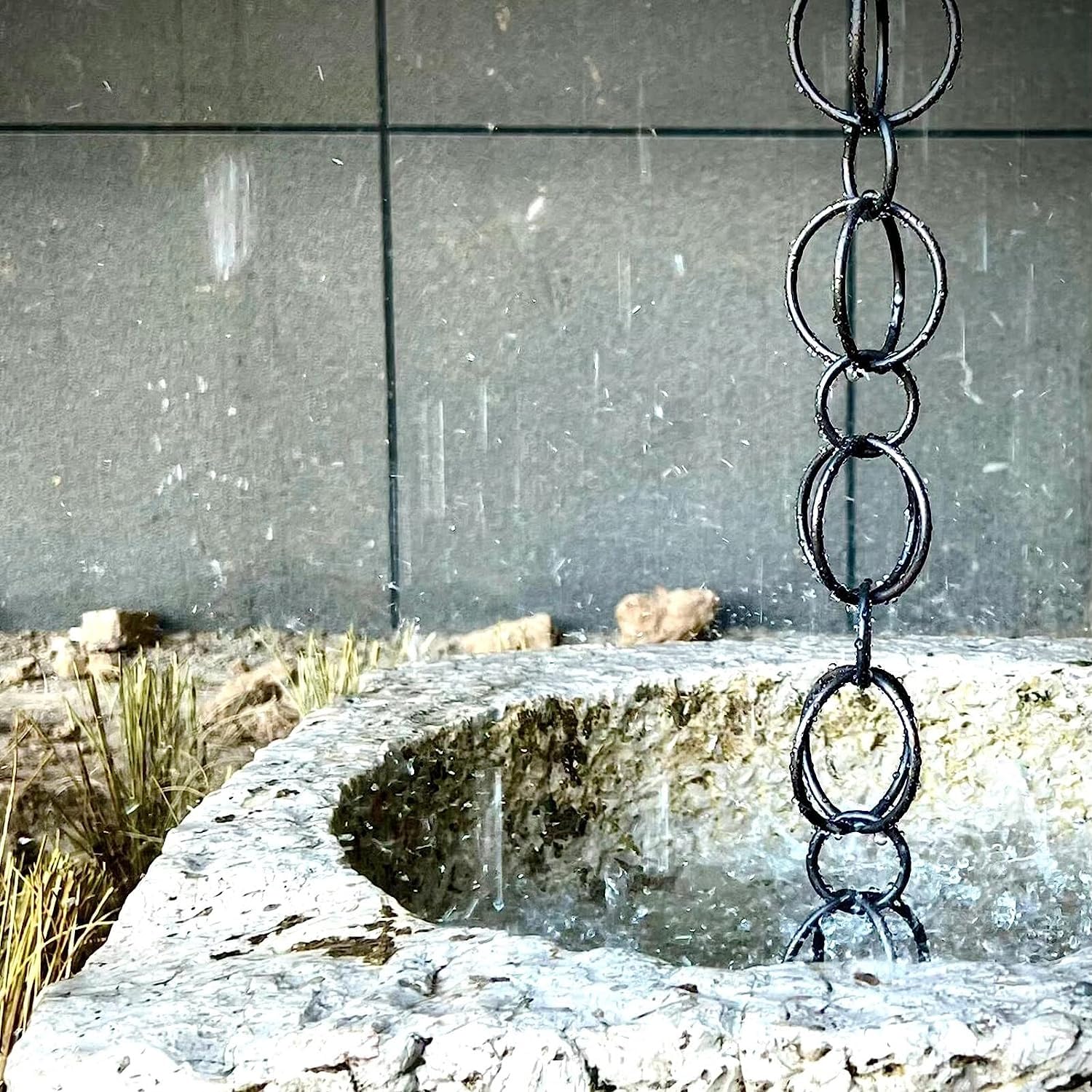 łańcuch deszczowy, Pierścień ze stopu aluminium do ogrodu na dziedzińcu willi, regulowana długość(1m/3ft)