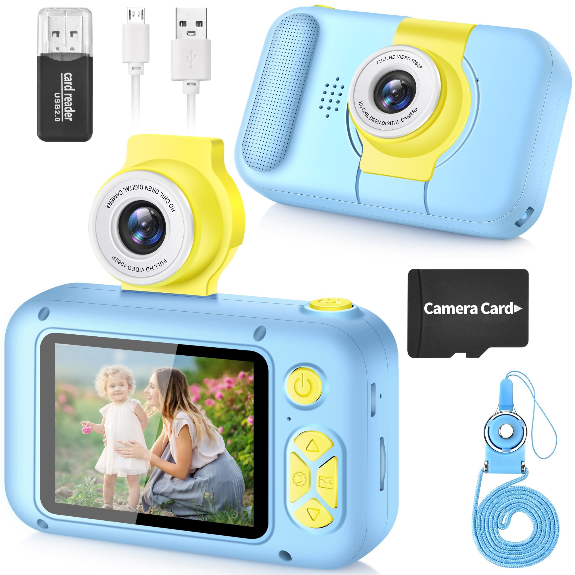 ARNSSIEN Kinderkamera für 3 4 5 6 7 8 9 10 11 12 Jahre alte Mädchen/Jungen, Kinder Kamera mit 180°Flip-Objektiv&2.4in IPS-Bildschirm, Geburtstagsfest-Geschenk-Spielzeug für Mädchen/Jungen,X101