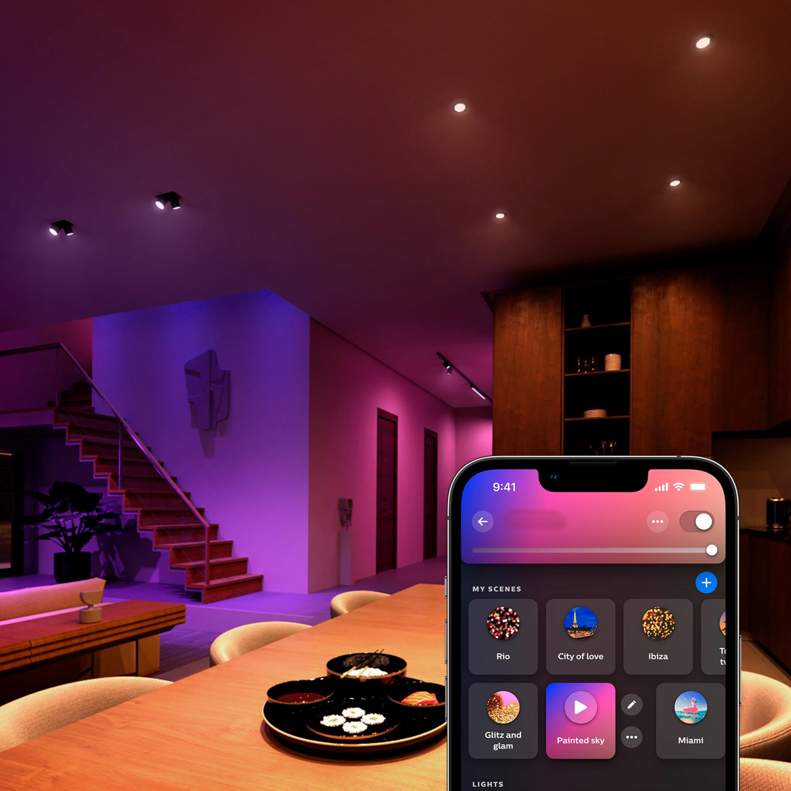 Philips Hue Lightguide 3D-gedruckte Tischlampe (Schwarz) | Inkl. Hue Lightguide Ellipse Lampe - E27 - Weiß/Farbe - Hue White and Color Ambiance