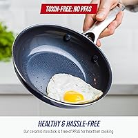 Vista 4 de Blue Diamond - Sartén antiadherente de 8 pulgadas, sin PFAS, sartén de cerámica para huevos y tortilla, con infusión de diamante, apta