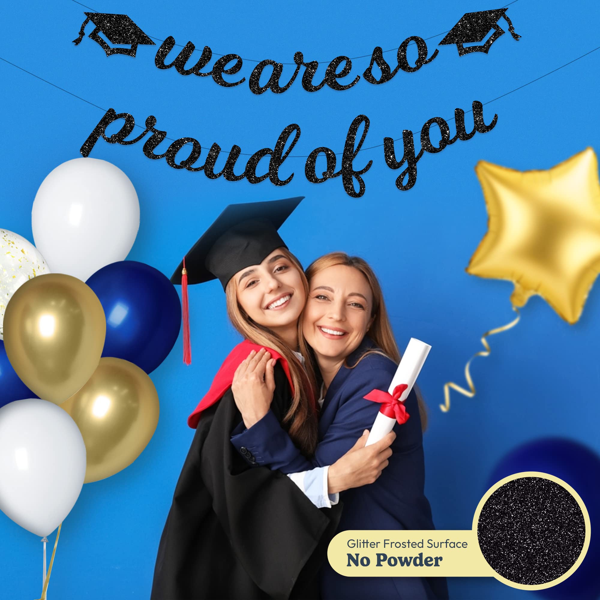 House Of Party Graduation Banner 2025 - 'We Are So Proud Of You' Glitter Congrats Decor