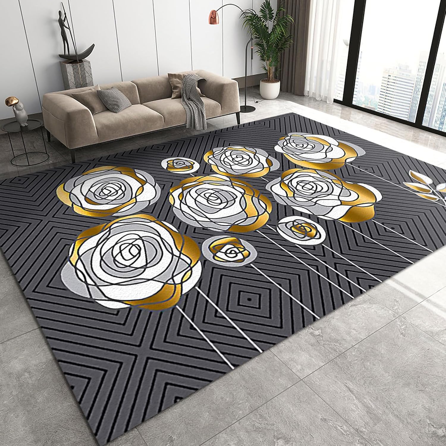 Tapis rose fleur 3D en flanelle douce pour sublimer l'ambiance de votre chambre