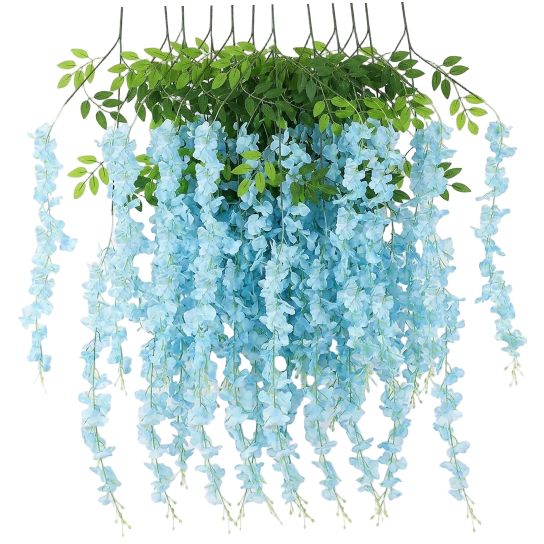 Glycine suspendue 43.3 pouces fleurs artificielles réalistes bleues