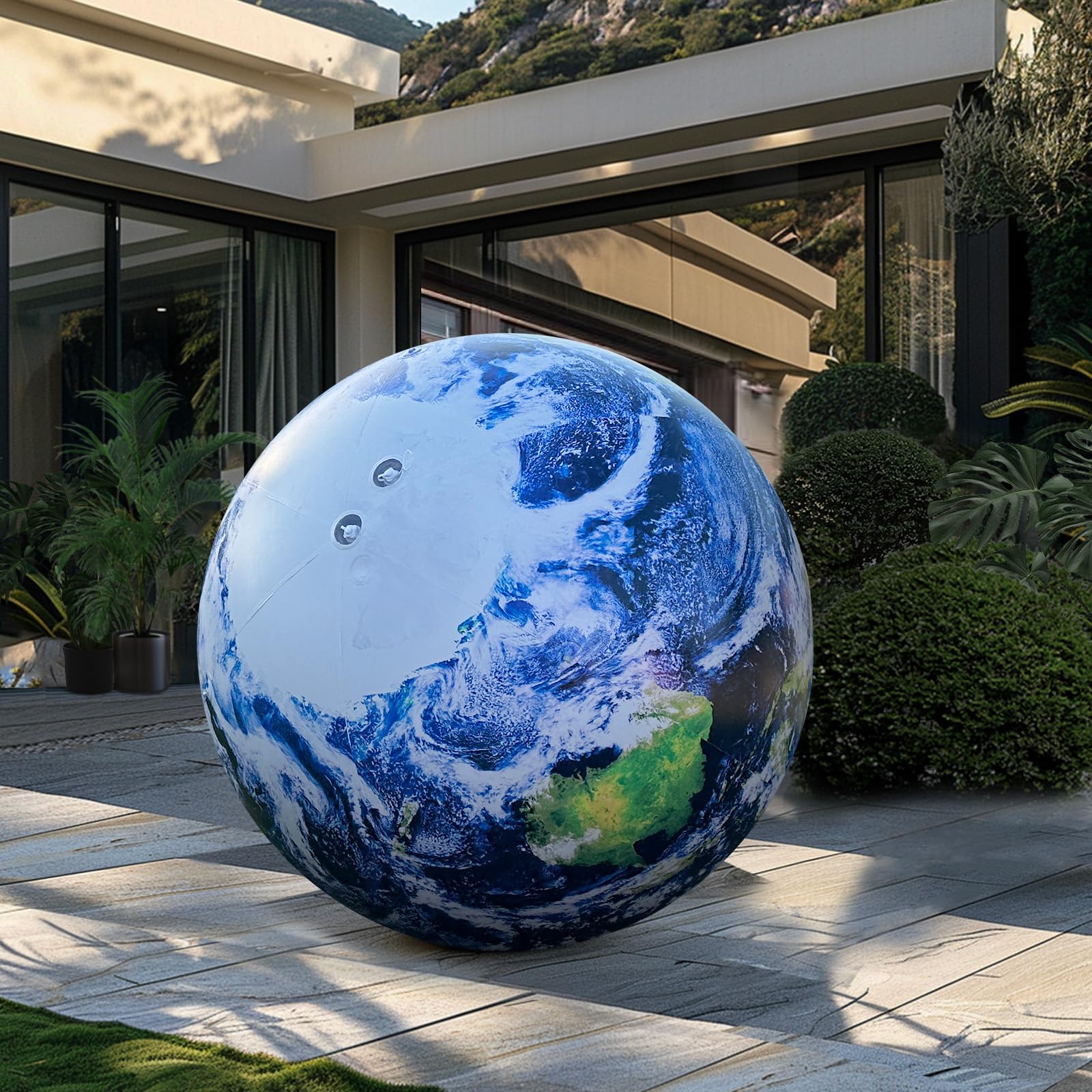 OZIS 40’’ Large Inflatable Globe, Inflatable Earth Planet Balloon with LED Light and Air Pump Hanging Airtight PVC Solar System Balloon for