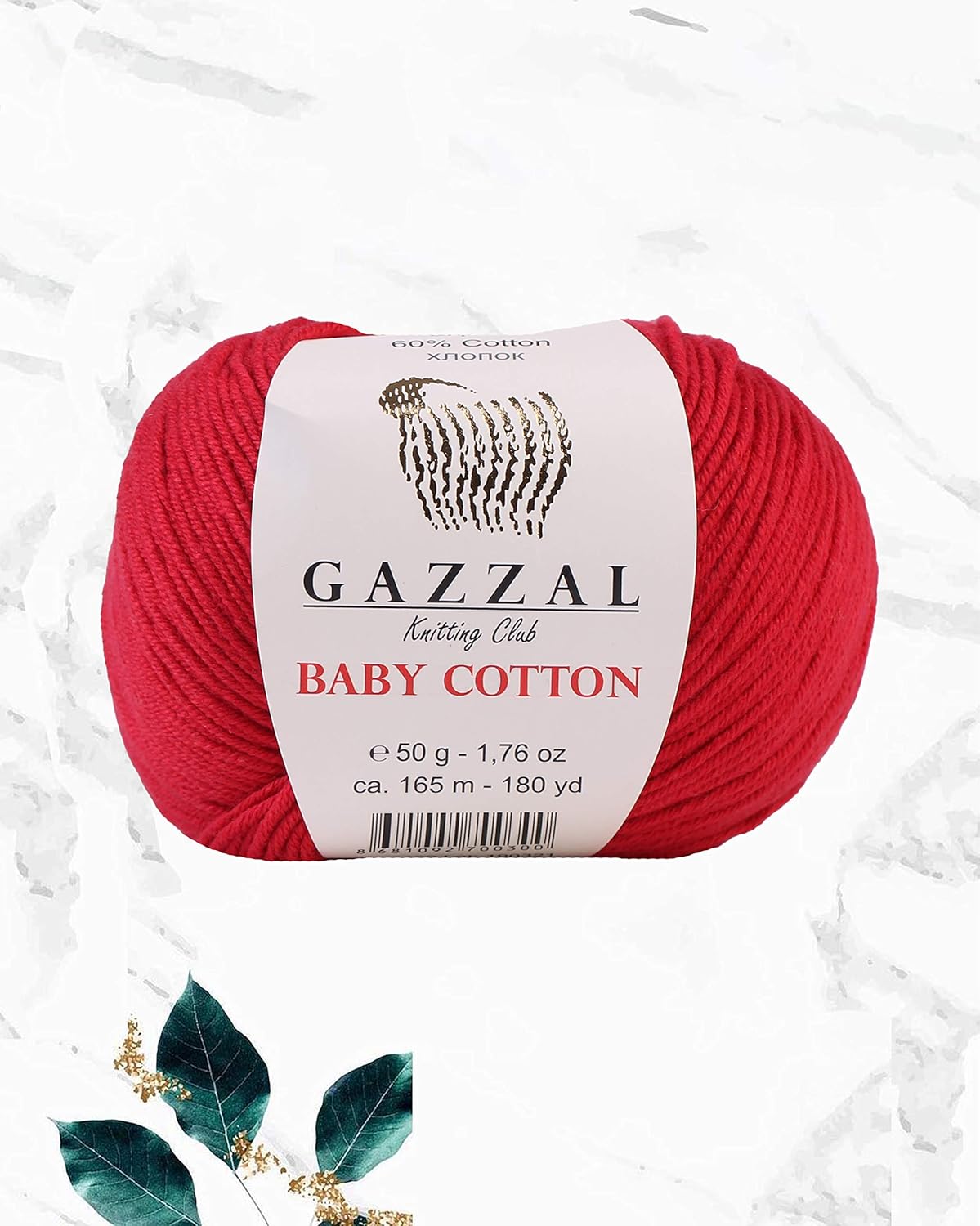 4 Ball (Skein) Gazzal Baby Cotton, 60% Cotton Each 1.76 Oz (50g) / 150 Yrds (165m) Soft, 2 - Fine Baby Yarn, Soft and Popular (3439 - Red Dragon)