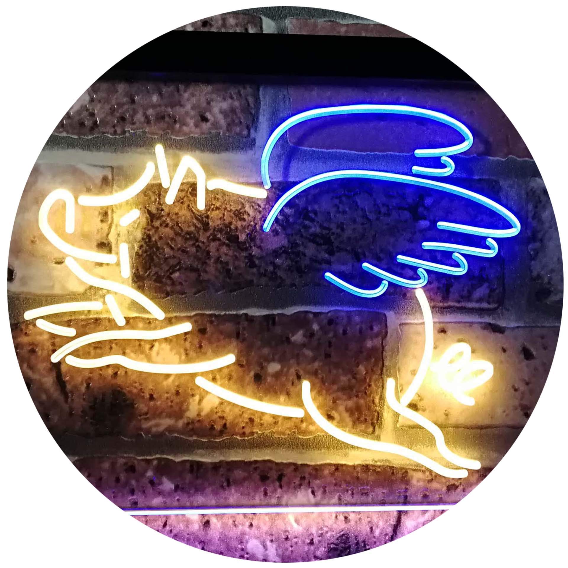 ADVPRO Flying Pig Room Décor Dual Color LED Neon Sign Blue & Yellow 12" x 8.5" st6s32-i3110-by