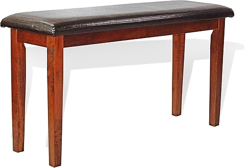 Banco de madera maciza manchado con diseño contemporáneo acolchado en acabado de nogal oscuro