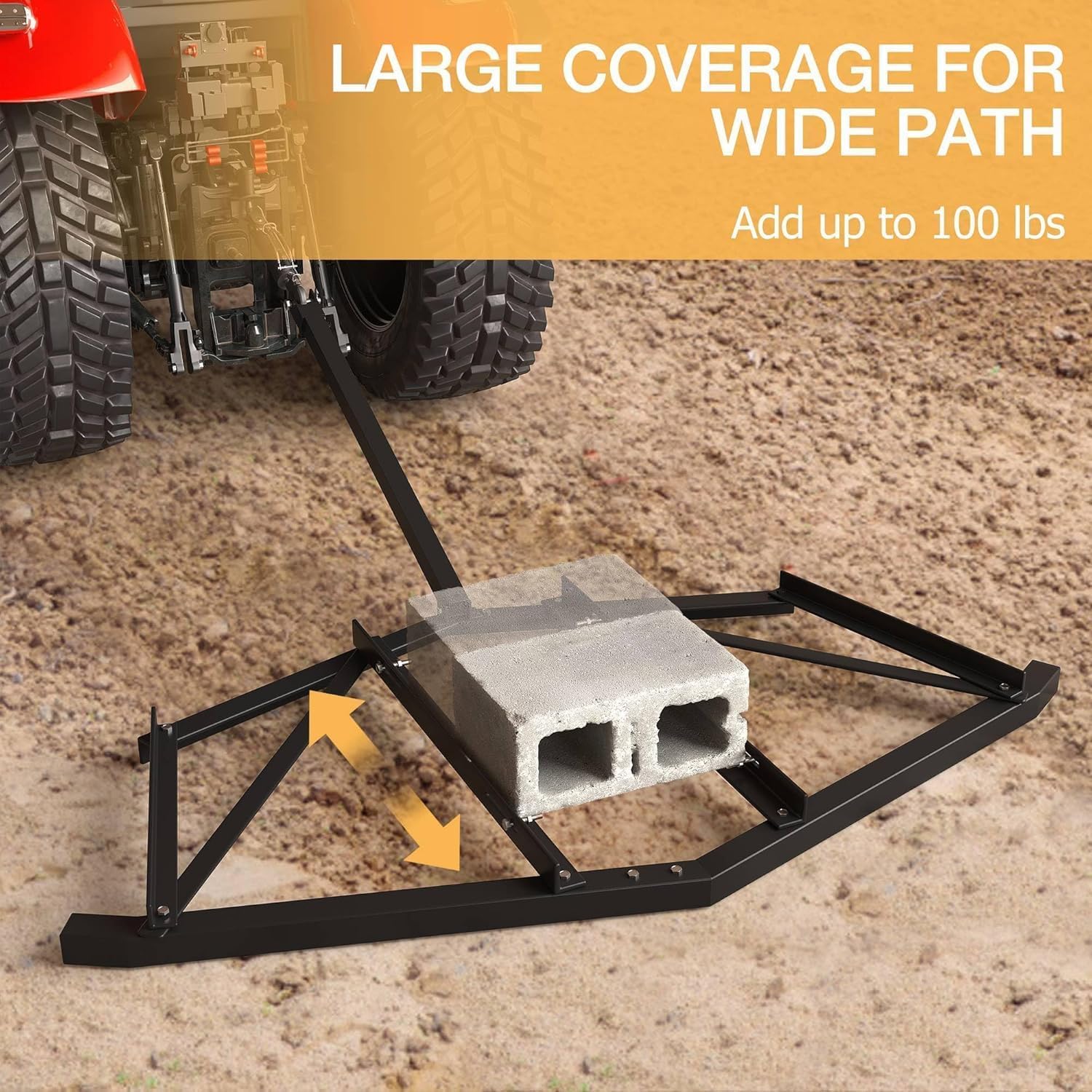 72" Heavy Duty Drag Harrow with 2 Adjustable Bars, 100 Lbs Max Driveway Grader for ATV, UTV, Utility Tractors & Garden Lawn Tractors, Driveway Drag, Lawn Leveler & Field Harrow Attachment