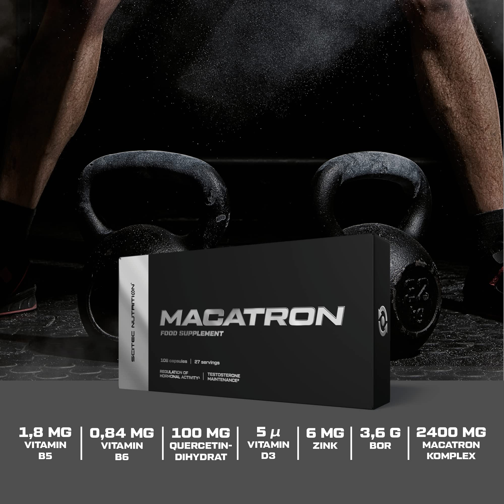 Scitec Nutrition Macatron, Hardcore testosteron, östrogen optimierer maca, testofen®, daa testosteron komplex, 108 Kapseln
