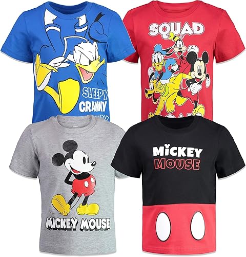 Disney Mickey Mouse Pluto Donald Duck Goofy Baby - Paquete de 4 camisetas de bebé a niño grande
