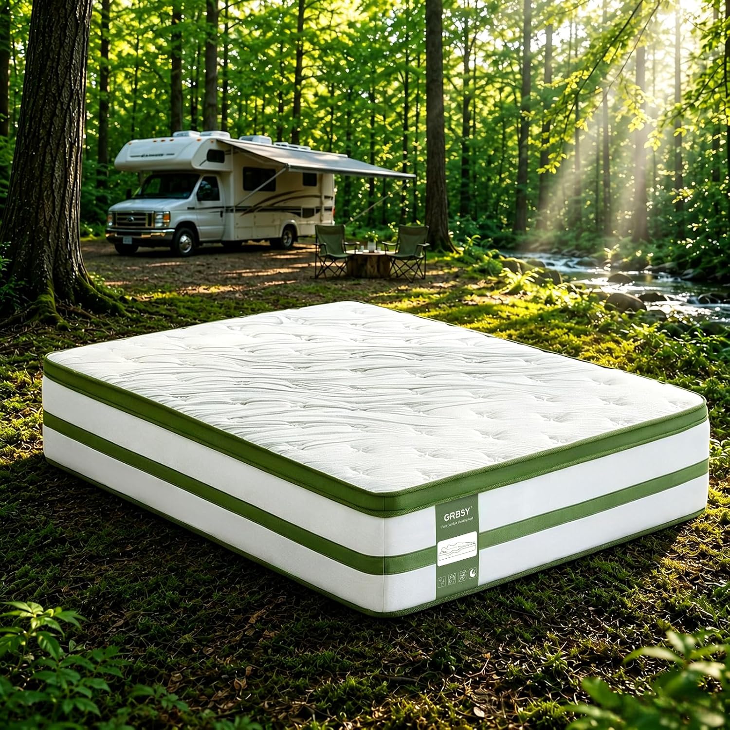 12 Inch RV Mattress Short Queen, Hybrid Memory Foam Mattress Medium Firm, 7-Zone Pocketed Coils for Back Pain Relief, Cooling Bed Mattresses in a Box, 365-Night Trial, Certified Safe Foams, 60x75''