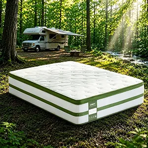 12 Inch RV Mattress Short Queen, Hybrid Memory Foam Mattress with 7-Zone Pocketed Coils, Cooling Bed in a Box, 60x75"
