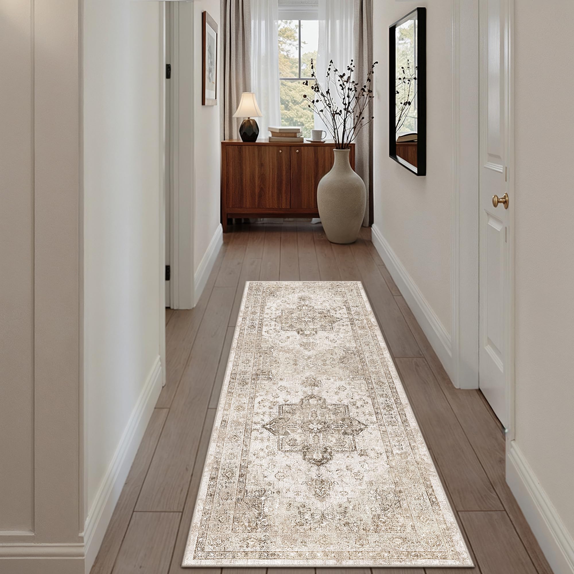 PureCozy Vintage Hallway Runner Rug 60x180cm Beige Runners — image 1