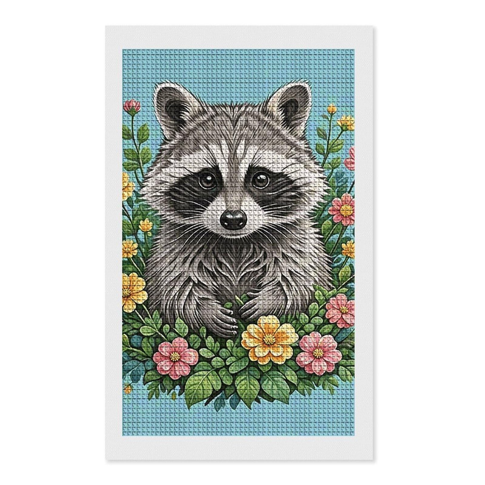 FodPand Raccoon 5D Diamond Painting Kits for Adults Beginners Full Drill Square Diamond Dots Pictures Gem Art Supplies for Home Wall Room Decoration DIY Craft Set Gift 12X20