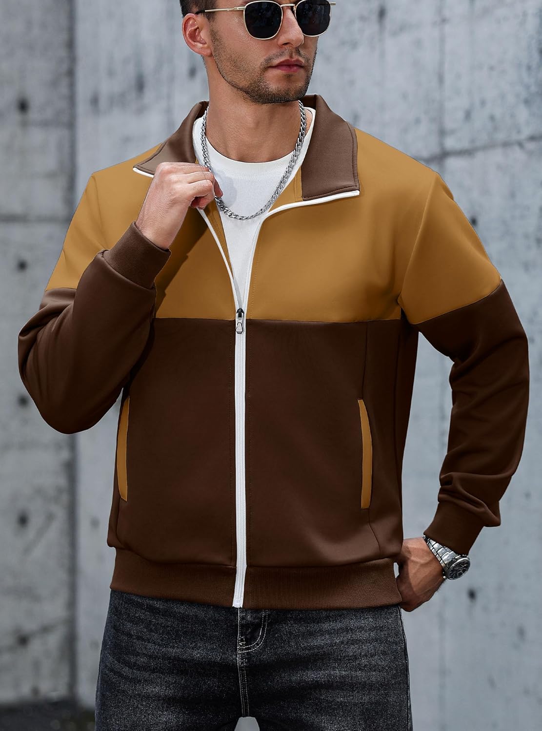 HYPESTFIT Men’s Lightweight Casual Bomber Jacket Track Running Athletic Varsity Coat - Image 4