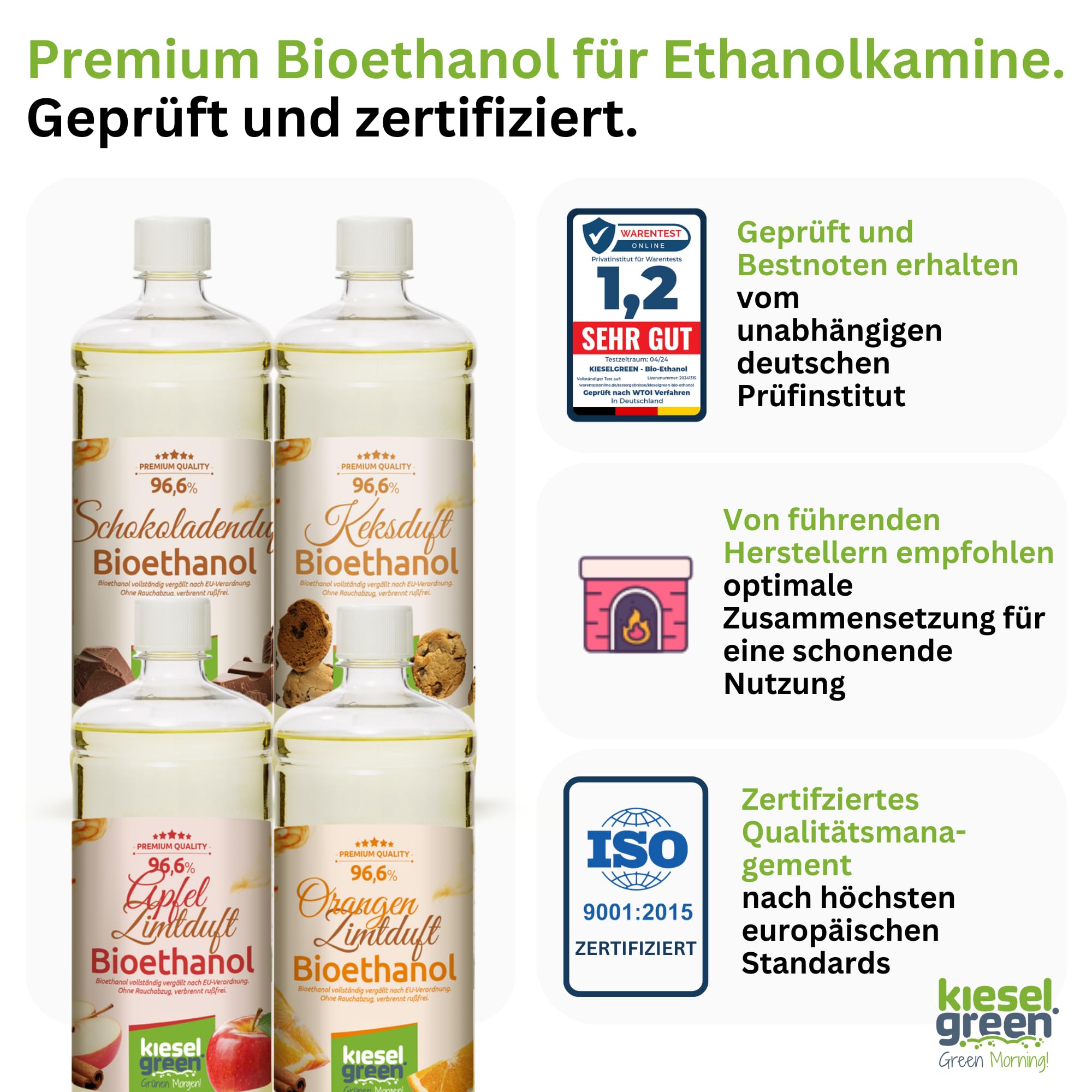 Bioethanol 12 x 1 Liter mit Duft für Ethanol-Kamin, viele Sorten - Bio Ethanol als Raumduft in vielen Duftnoten - Parfüm für Bio Ethanol Kamin Indoor oder Bioethanol Tischfeuer (M4)