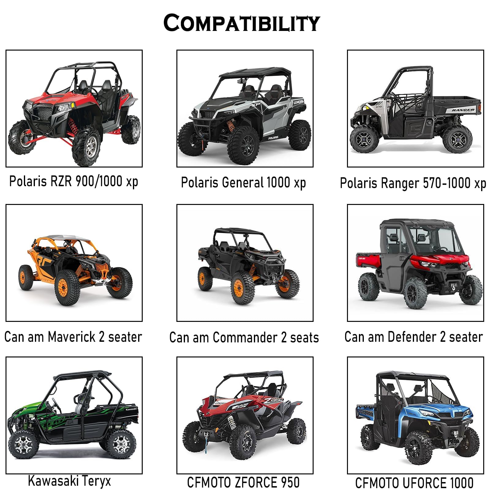 QYMOTO Funda para UTV de 2 plazas, Compatible con Polaris Ranger 570, Fundas RZR 900/1000, Honda Pioneer 500/700, Can Am X3, Arctic Cat Side by Side All Weather Protection Wind Waterproof