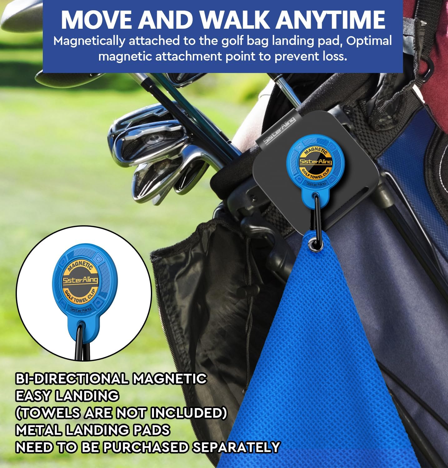Magnetic Clip for Golf Towel,Removable Industrial Magnetic Accessories Design for Strong Hold to Golf Carts or Clubs (2, Blue) - Image 7