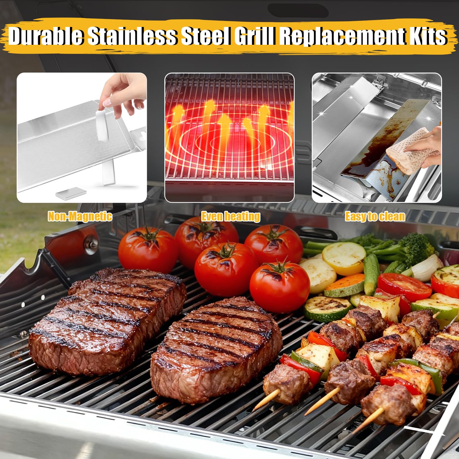 GFTIME 31 cm do 45 cm uniwersalna osłona palnika, części zamienne do Landmann, Enders, Campingaz, Outback, Taino, Tepro, Proficook, Barbecook, palników ze stali nierdzewnej i płyt grzewczych, 3 sztuki