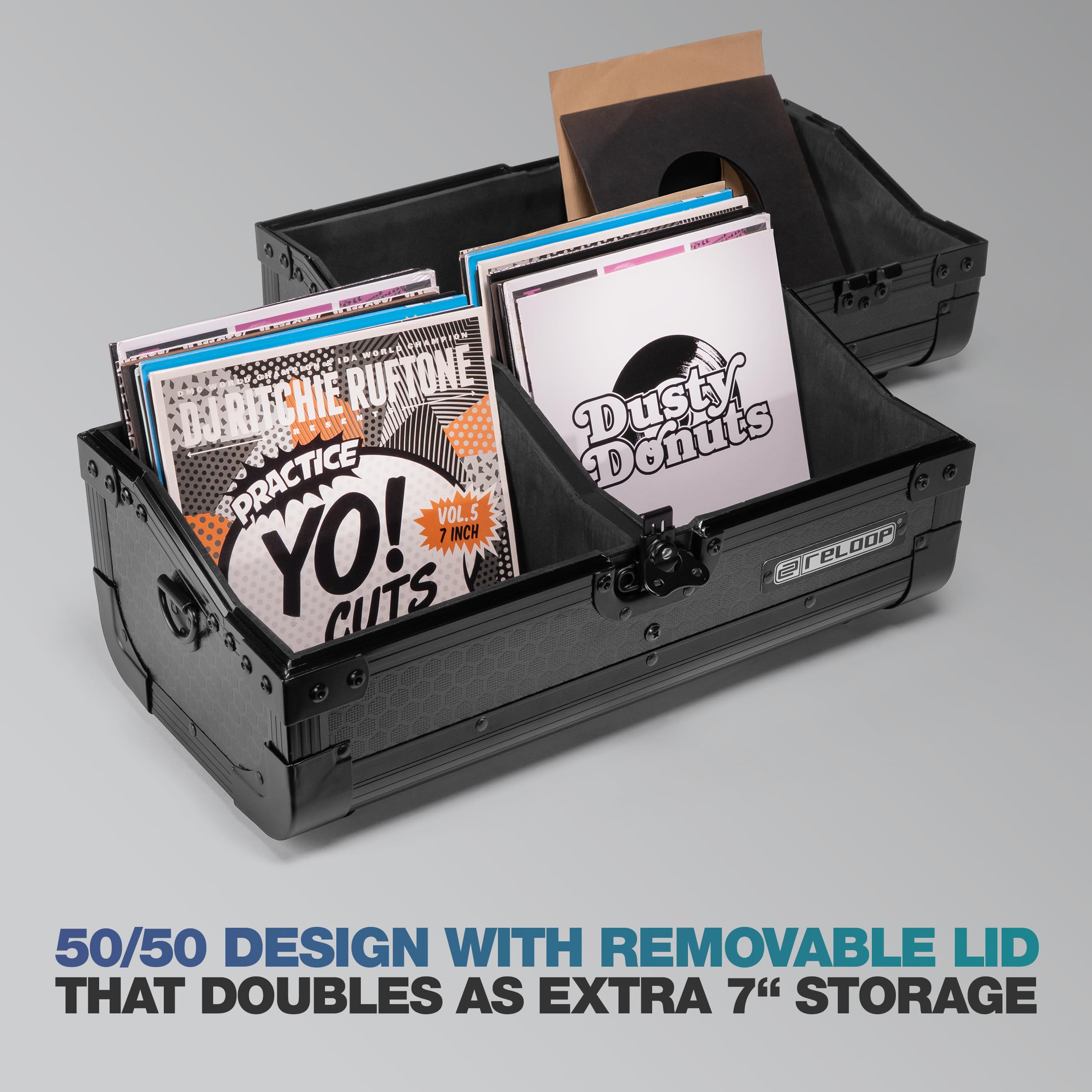 Reloop 7'' Record Case 150 Black - Custodia classica per vinili da 7″ dal design robusto e professionale