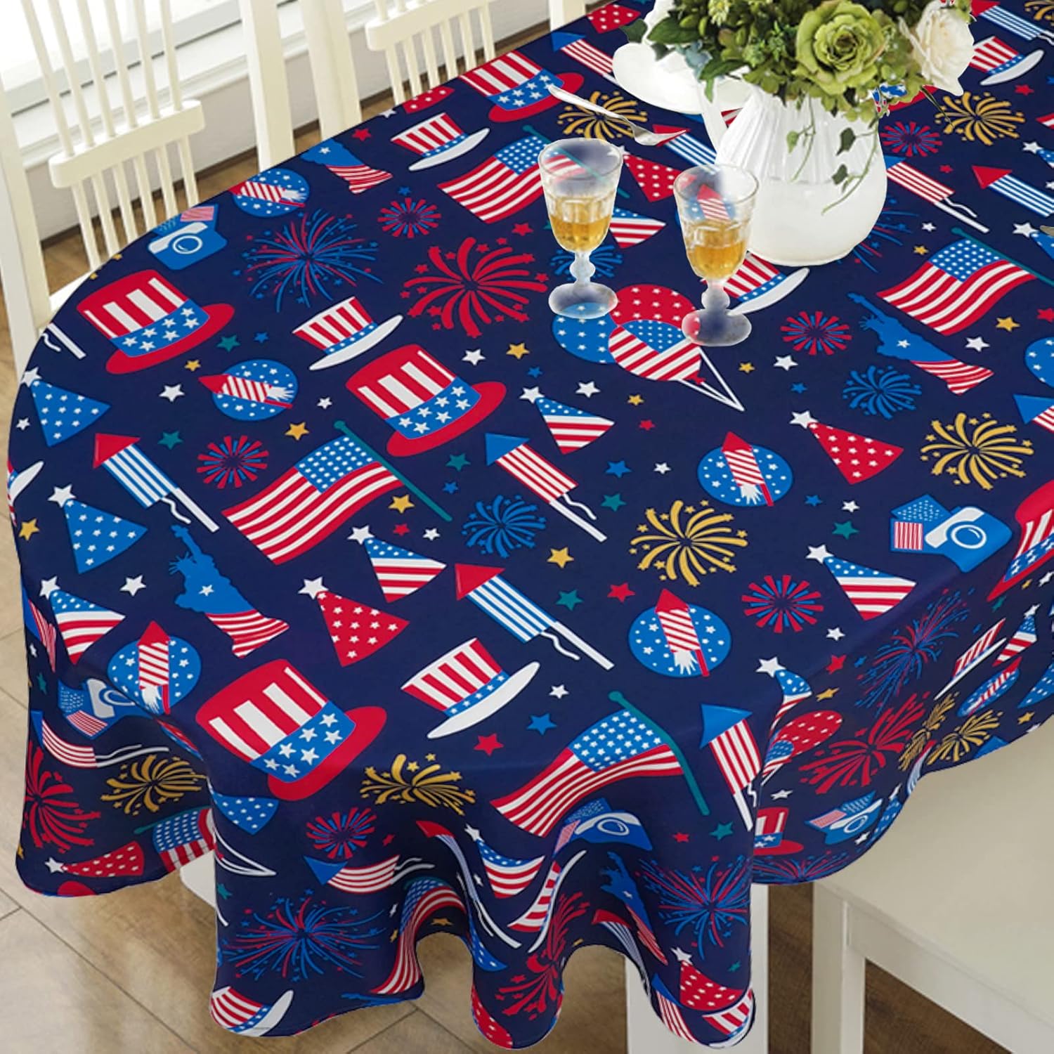 aoselan 4th of July Tablecloth 60 x 84 inch Memorial Day