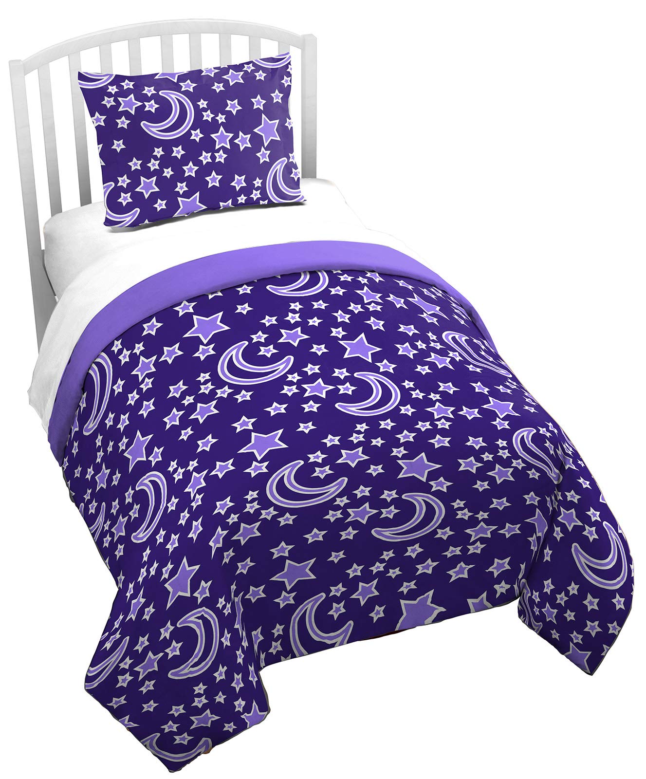 Trend Collector Starry Night Glow in The Dark Queen Comforter & Sham Set - Super Soft Kids Bedding Features Stars & Moons - Fade Resistant Microfiber