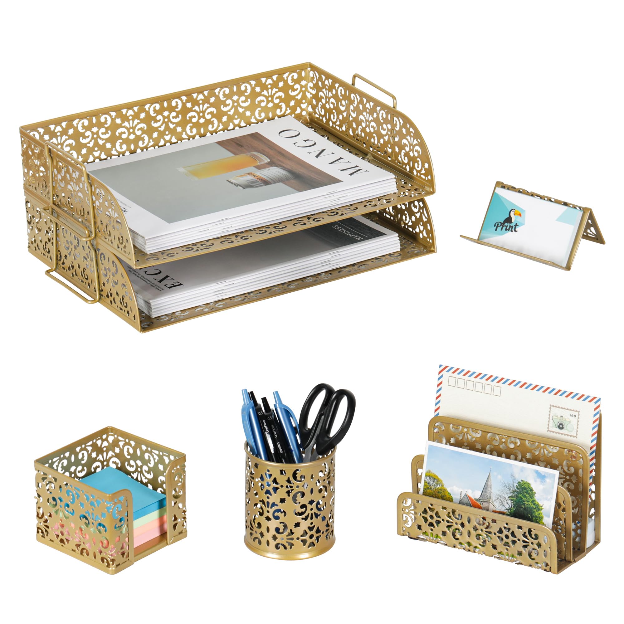EasyPAG - Organizer da scrivania 5 in 1, 2 ripiani, impilabile, portapenne, porta biglietti da visita e porta banconote Old Skool Pro