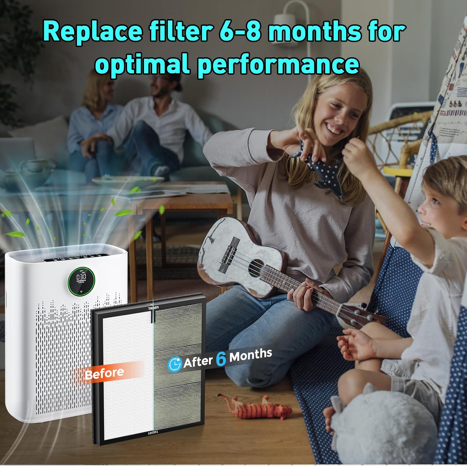 Replacement Filter Compatible with ECOSELF HAP603 Air Puri-Fier, 2-in-1 H13 Grade Filter with Active Carbon, 2 Pack HAP603 Filter, White - Image 7