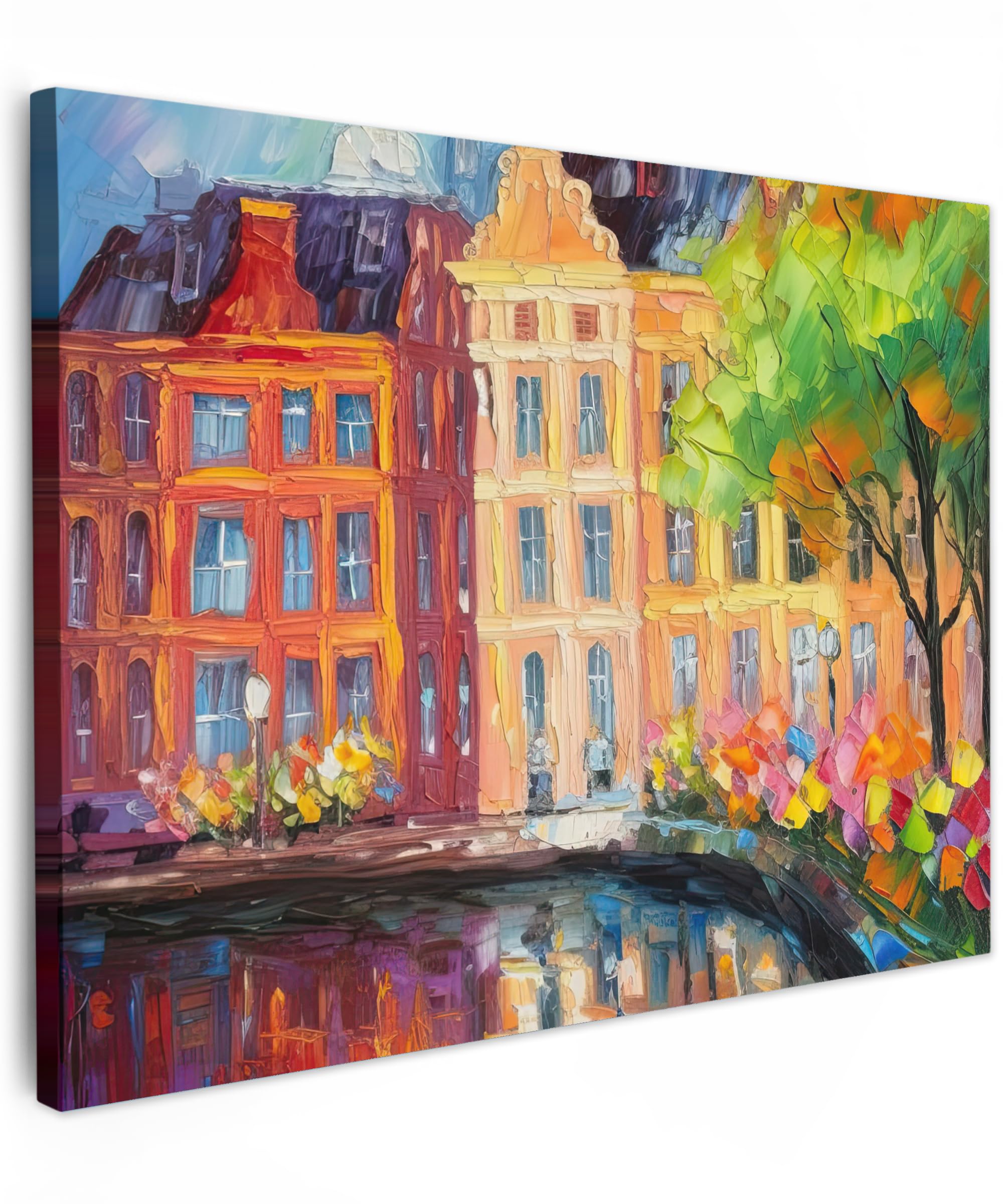 MuchoWow© Canvas Wall Art 31"x24" / 80x60 cm Decor Paintings Prints framed on Canvas Decorations Wallart Oil painting - Amsterdam - Art - Colourful