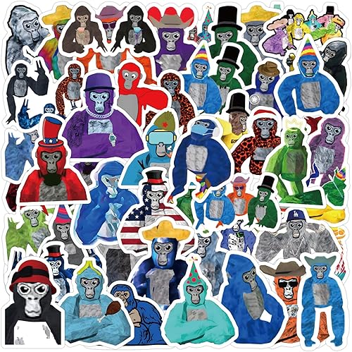 Miniatura 2 de 60 calcomanías de Gorilla Tag, divertidas calcomanías de GMVAESKY para botellas de agua, teléfonos móviles, computadoras, taza de equipaje, niños,