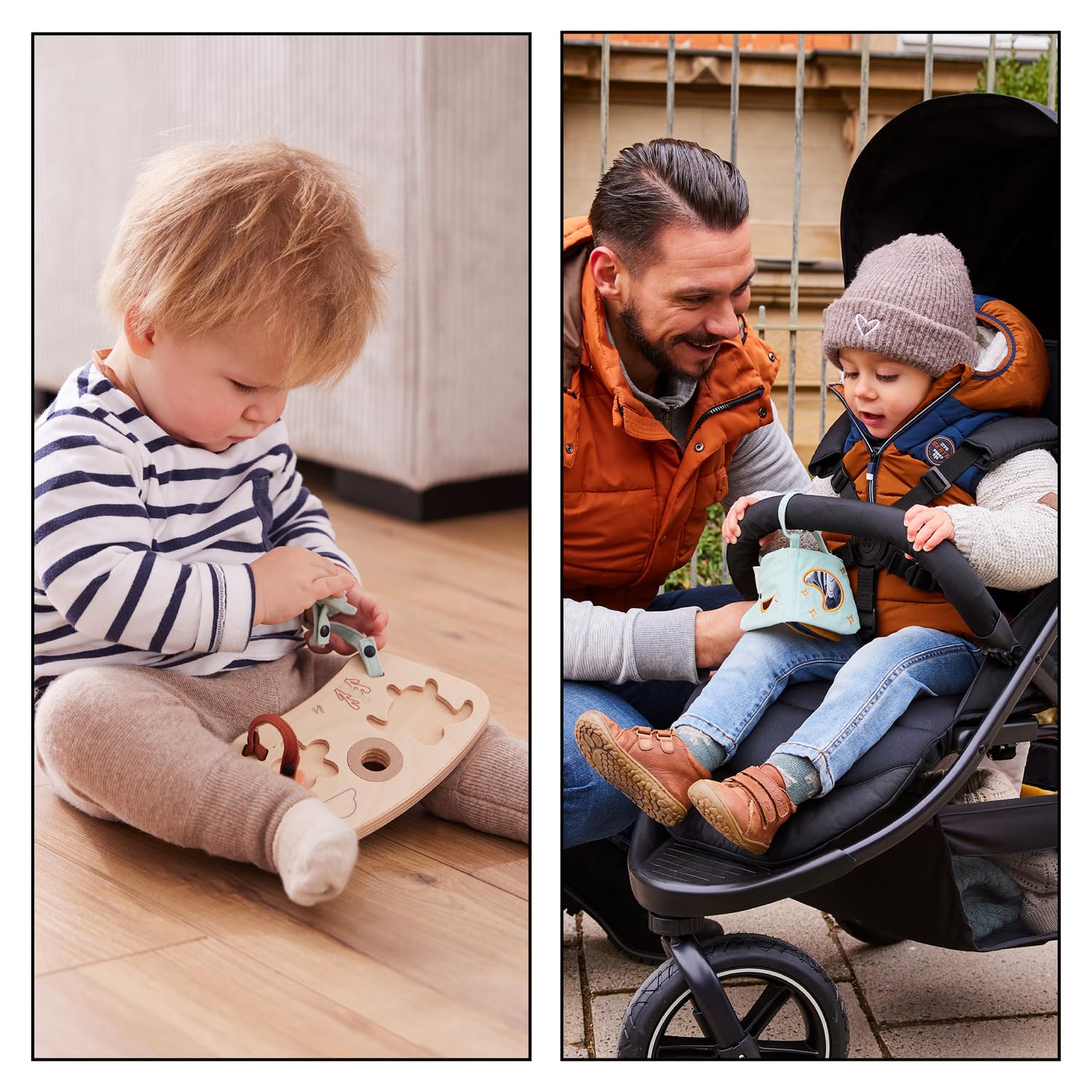 hauck Alpha Start N Grow Set Trona de Bebé de Madera, Natural Dark Grey | Desde el nacimiento hasta 90 kg, incluye hamaca 3 en 1 con funda de muselina, reductor, cojín y bandeja