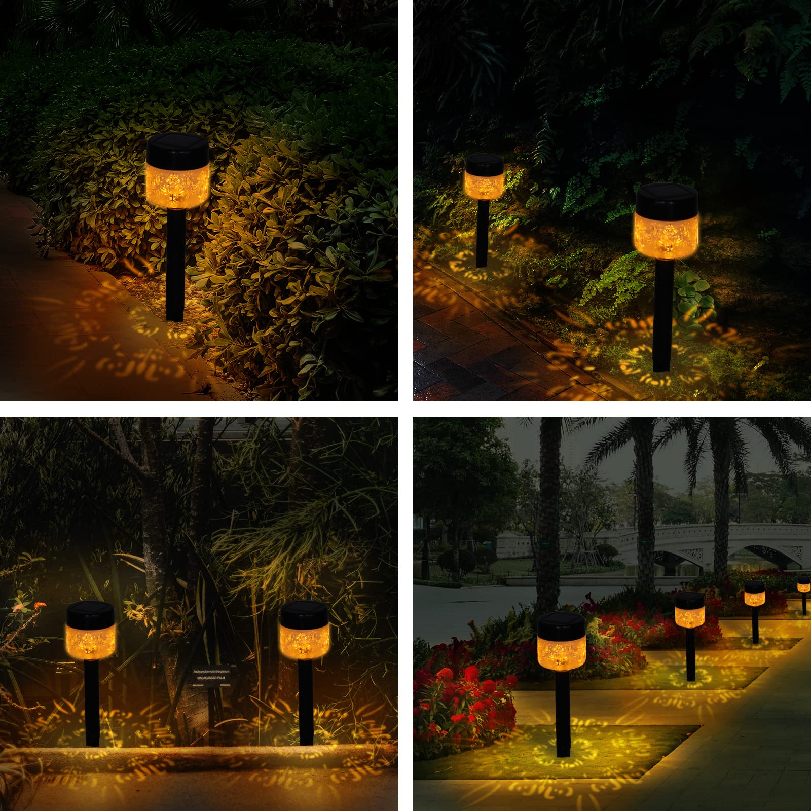 4 Solarleuchten In 7-Form Für Den Garten – IP65 Wasserdicht, Warmweißes LED-Licht Für Wege & Beete