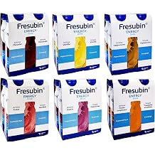 Fresubin Energy Drink - Mixed Box High Caloric Drinking Food by Fresenius Kabi in 6 Flavors 300 kcal per Bottle 200 ml Pack of 24 Mixed Box