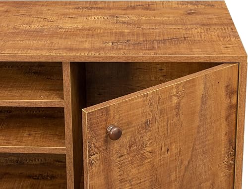 Miniatura 9 de Soporte de TV Mid-Century para televisores de hasta 60 pulgadas, centro de entretenimiento con estantes de almacenamiento abiertos y gabinete,