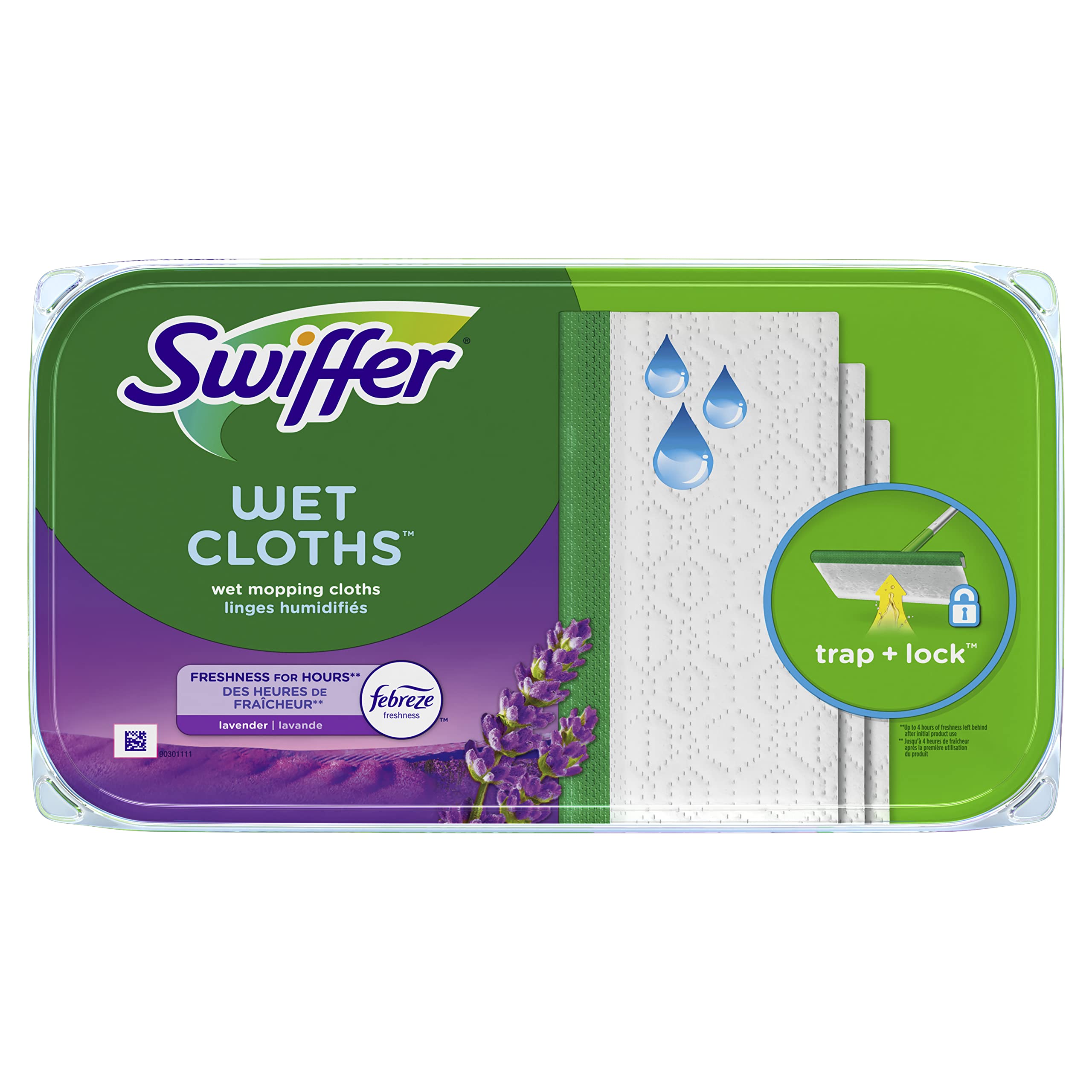 swiffer sweeper wet mopping pad multi surface refills for floor mop, lavender & vanilla comfort, 6 count