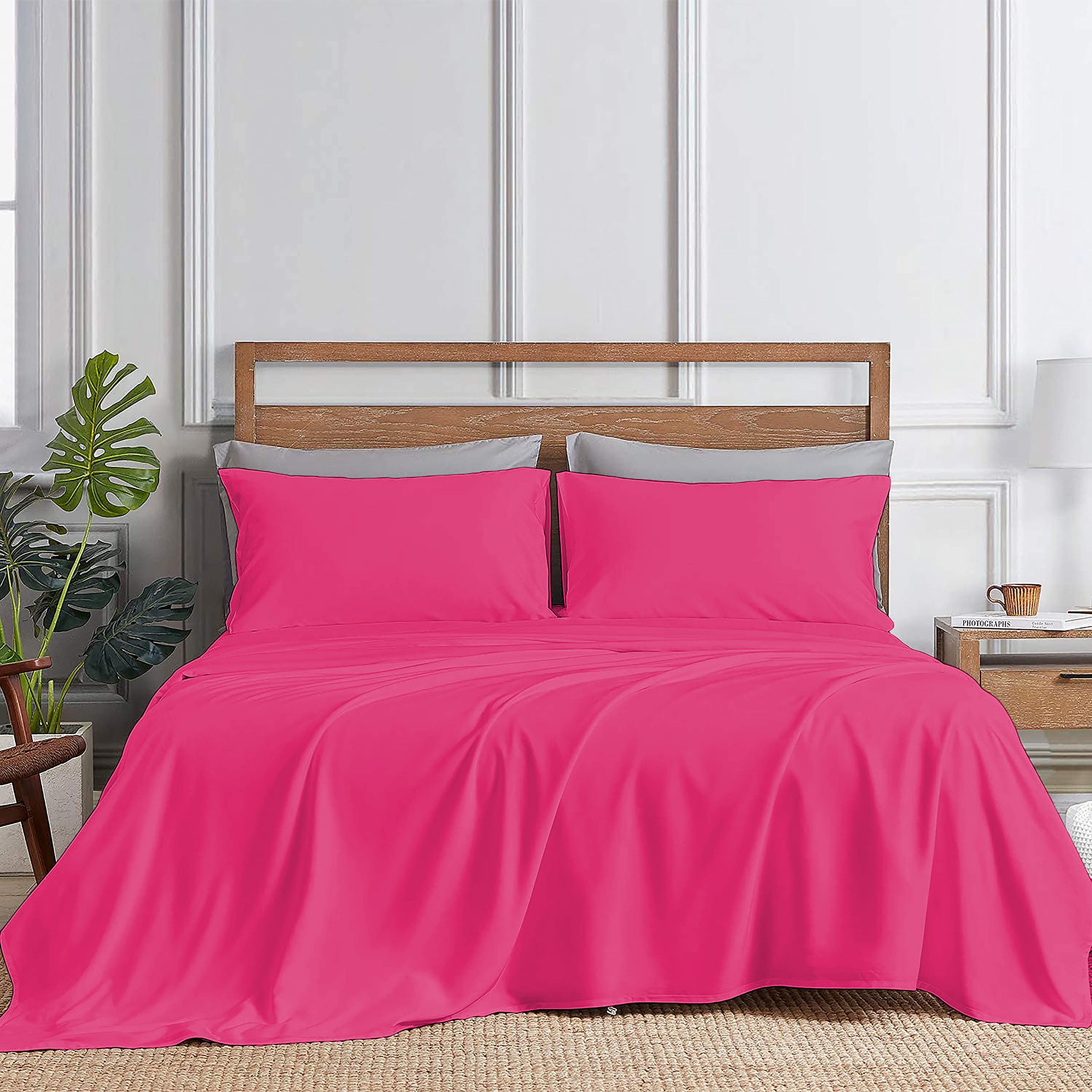 YRM Beddings 800-Series Platinum Collection Giza Egyptian Cotton Bedsheet with 2-Pillow Covers | Queen Size Bedsheet - Hot Pink (B08PFMVJMM) Amazon Price History, Amazon Price Tracker