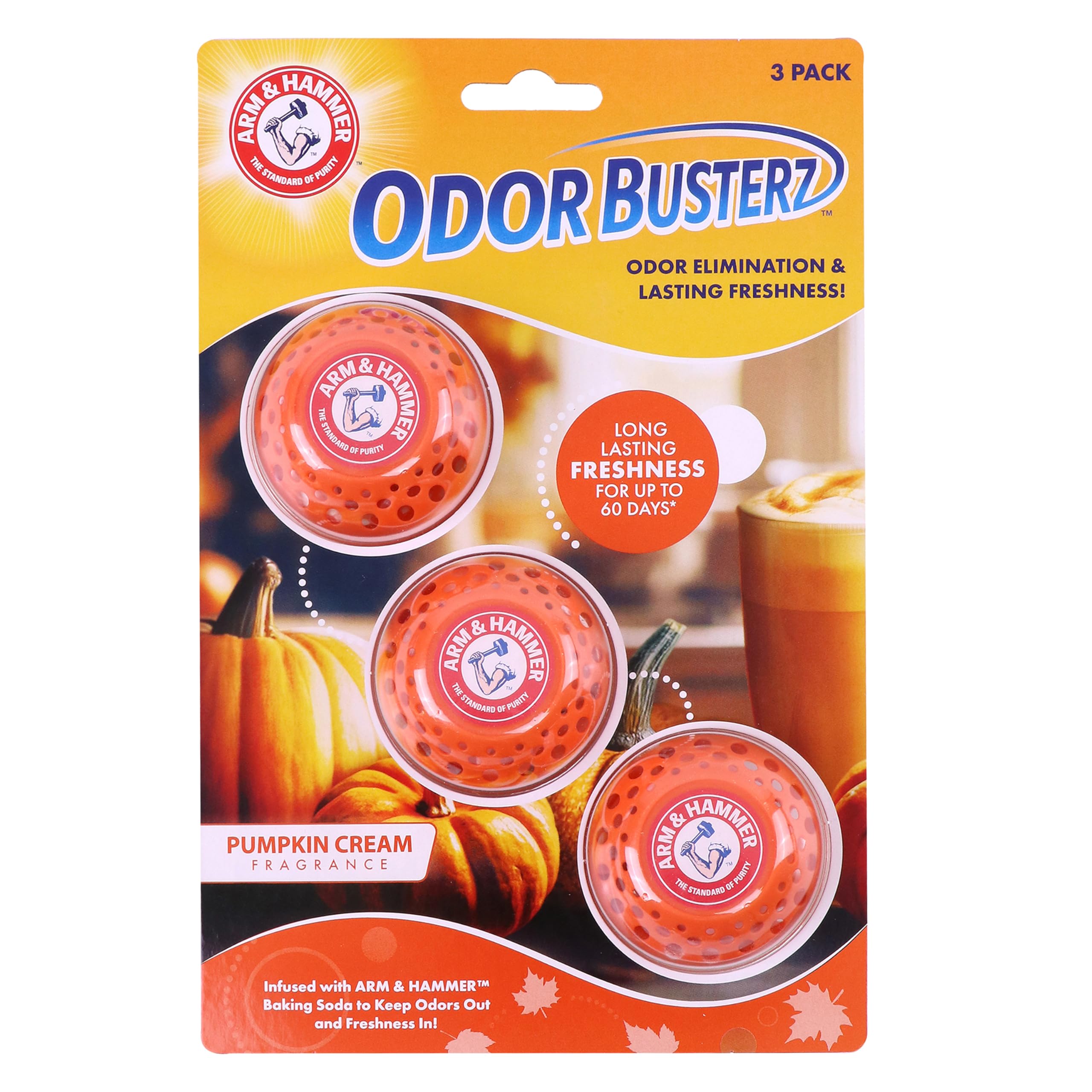 Arm &amp; Hammer OdorBusterz® Odor Eliminator Balls, Pumpkin Cream, 3 Count – Baking Soda Odor Control for Closets, Drawers, Hampers &amp; Small Spaces