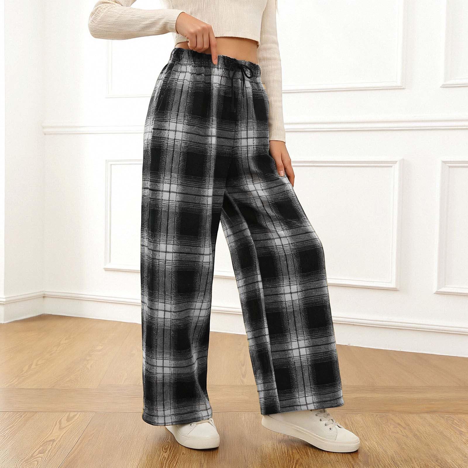 Pyjamahose Mädchen Freizeithose Kinder, Kariert Karomuster Locker Bequeme Hose mit elastischem Bund, Vielseitig Kombinierbar Casual Hose für Alltag, Schule, Freizeit & Outdoor 5-12 Jahre