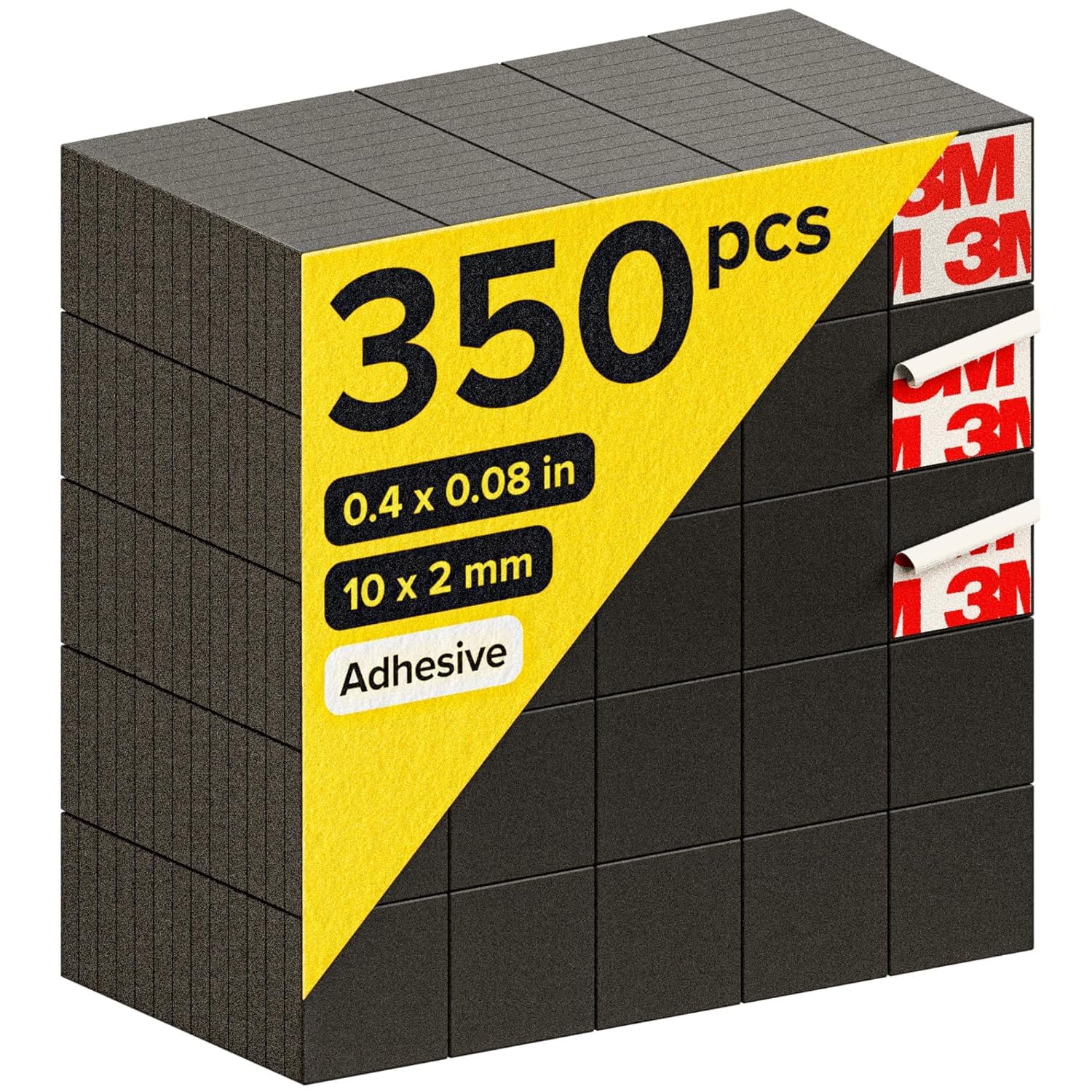 Hyper-Sticky Magnets with Adhesive Backing (350 pcs) - Strong Magnetic Squares for Whiteboard, Fridge, Crafts - Easy to Cut Stickers for Planning and Organization - Science Education Magnets